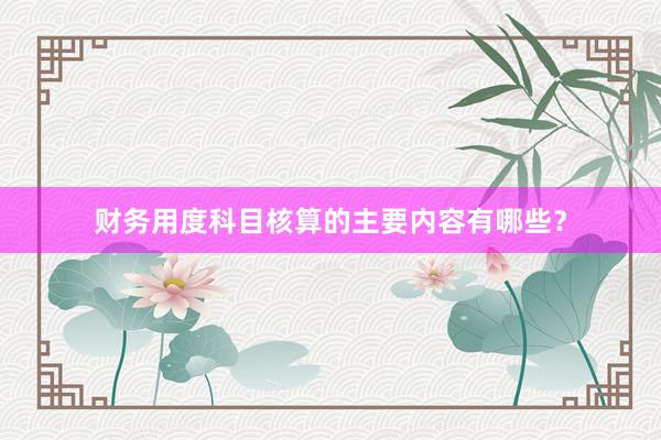 财务用度科目核算的主要内容有哪些？